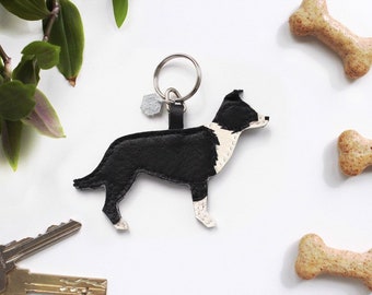 CUSTOMISABLE Border Collie Keyring, Sheep Dog, Leather Dog Keyring, Herding Dog, Pet Keepsake, Pet Memorial, Merle Collie, Border Collie