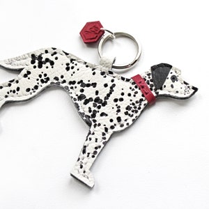 Customisable Dalmatian Keyring, Dalmatian Gift, Dalmation Gifts, Handmade Leather keychain, Spotty Dog, Dog mom, Dalmatian, bag charm image 5