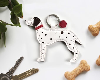 Customisable Dalmatian Keyring, Dalmatian Gift, Dalmation Keepsake, Handmade Leather Keychain, Spotty Dog, Dog lovers, Bag Charm, Memorial