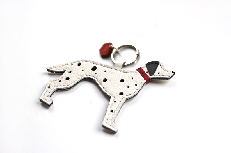 Customisable Dalmatian Keyring, Dalmatian Gift, Dalmation Gifts, Handmade Leather keychain, Spotty Dog, Dog mom, Dalmatian, bag charm image 3