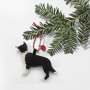 Border Collie Bauble, CUSTOMISABLE Pet Bauble, Leather Tree Ornament, Personalised Decoration, Dog First Christmas, Dog Lover, Secret Santa