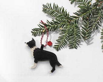 Border Collie Bauble, CUSTOMISABLE Pet Bauble, Leather Tree Ornament, Personalised Decoration, Dog First Christmas, Dog Lover, Secret Santa