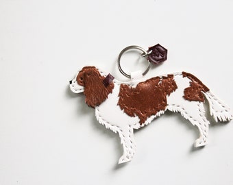 Cavalier King Charles Spaniel Leather Keyring, Customisable keychain, Bespoke Leather Spaniel, CKCS gift, Christmas, Pet Portrait, Keepsake