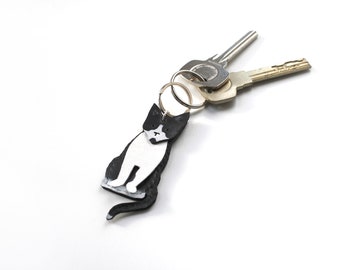 CUSTOMISABLE Cat Keychain, Leather Cat Keyring, Cat Bag Charm, Cat Gift, Bespoke gift, Pet Keepsake, Cat Accessories, Kitten, Kitty, Cats