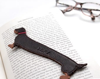 Miniature Dachshund Bookmark, Long-Haired Dachshund, Christmas gift, Custom Leather Bookmark, Sausage Dog Bookmark, Wire-haired Sausage Dog,