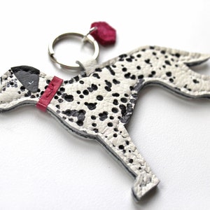 Customisable Dalmatian Keyring, Dalmatian Gift, Dalmation Gifts, Handmade Leather keychain, Spotty Dog, Dog mom, Dalmatian, bag charm image 6