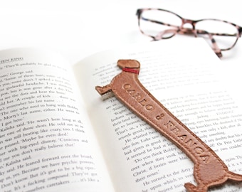 Sausage Dog Bookmark, Custom Leather Bookmark, Miniature Dachshund Gift, Christmas gift,Dog Bookmark, Dapple Dachshund Bookmark, Doxie