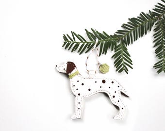 Customizable Leather Dalmatian Christmas Ornament: Dog Bauble Keepsake