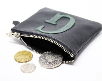 PERSONALISED Coin Purse, Leather Coin Purse, Monogram Zip Purse, Letter Coin Purse, Custom Leather Purse, Initials, Name Gift, Bespoke Purse