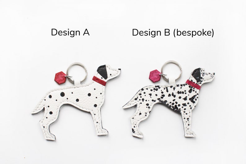 Customisable Dalmatian Keyring, Dalmatian Gift, Dalmation Gifts, Handmade Leather keychain, Spotty Dog, Dog mom, Dalmatian, bag charm image 2