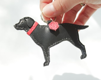 Leather Labrador Bag Charm, Handmade Dog Keyring, Purse Charm, Leather Dog Accessory, Black Labrador, Dog Lover Gift, Labrador Retriever,