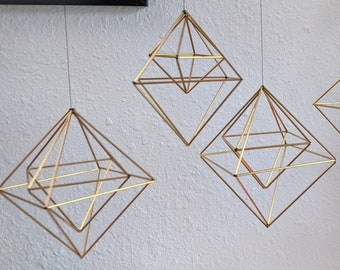 Kaksi Kuutiota (Two Cubes) - Original Himmeli-inspired brass mobile