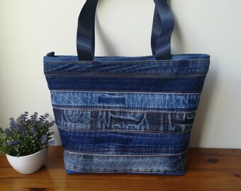 blue denim purse