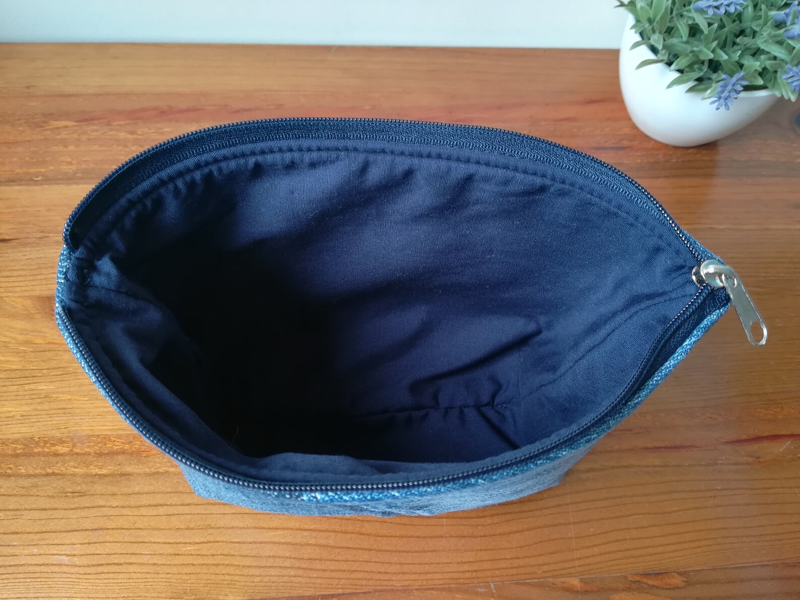 Denim Makeup Bag Personalized Sizes Zippered Pouches Purse Etsy