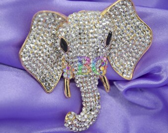 Rhinestone Elephant Brooch | Glam Crystal Statement Pin | Regal Animal Jewelry | Elegant Fashion Accessory