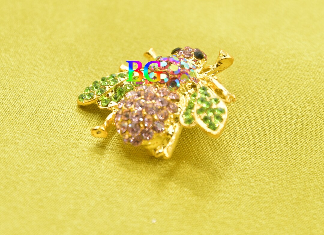 Gold Rhinestone Bumble Bee Brooch: Wedding Bouquet Pin - Etsy