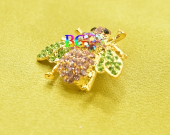 Gold Rhinestone Bumble Bee Brooch: Wedding Bouquet Pin