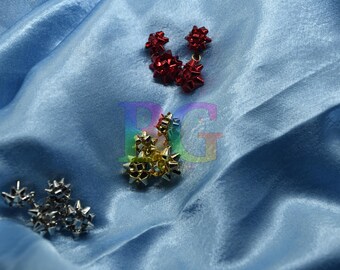 Gift Bow Drop Earrings – Metallic Present Bow Earrings, Holiday Party Earrings, Festive Costume Jewelry