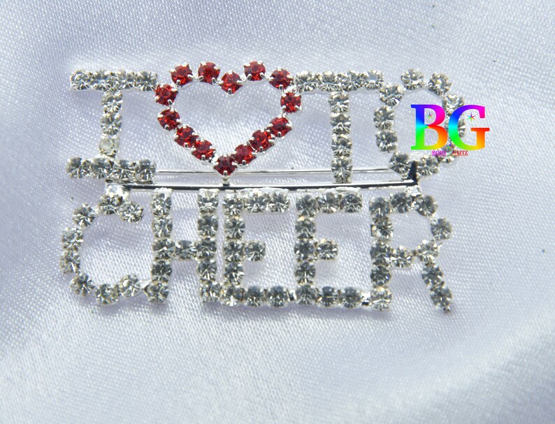 Handmade Brooch Pin Rhinestone Heart Love Cheer Brooch Pin Love Brooch Cheer Brooch Red Heart Brooch Women\u2019s Brooch