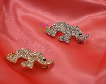 Elephant Brooch Pin – Crystal Elephant Pin in Gold or Silver, Lucky Elephant Jewelry, Sparkly Costume Brooch