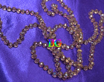 Honey Crystal Beaded Necklace: Long Boho Style