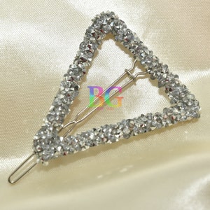 Silver Rhinestone Triangle Barrette | Decorative Barrette | Crystal Barrette | Rhinestone Barrette | Decorative Hair Clip | Hair Accessories