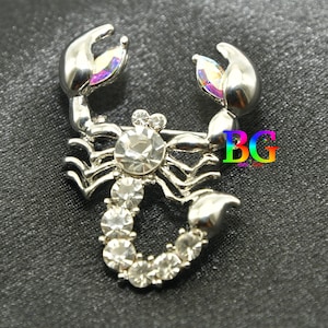 Scorpion Rhinestone Pin | Rhinestone Lapel Pin | Scorpion Jewelry | Rhinestone Brooch | Silver Brooch | Scorpio Birthday Gift