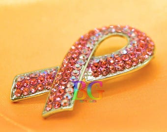 Pink Rhinestone Breast Cancer Awareness Brooch – Sparkly Ribbon Pin, Support Gift, Survivor Jewelry, Fundraiser Accessory