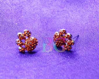 Orange Paw Print Stud Earrings | Tigers Fan Studs | Clemson Inspired Jewelry | Game Day Paw Earrings | Cheerleader Accessories