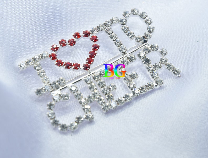 Handmade Brooch Pin Rhinestone Heart Love Cheer Brooch Pin Love Brooch Cheer Brooch Red Heart Brooch Women\u2019s Brooch