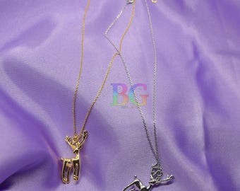 Flying Fawn Necklace, Deer Pendant Necklace, Gold or Silver Deer Necklace, Woodland Animal Jewelry, Minimalist Nature Necklace