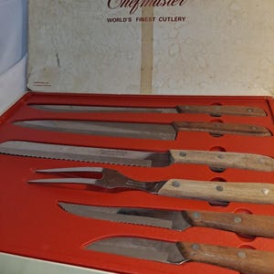 Vintage Chefmaster Kitchen Delite Stainless Steel Cutlery Knife 6 PC Set Japan