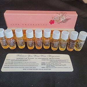 Vintage 1960's Avon Fragrances Sales Set 10, 1 Dram Sample Bottles w/ Cologne