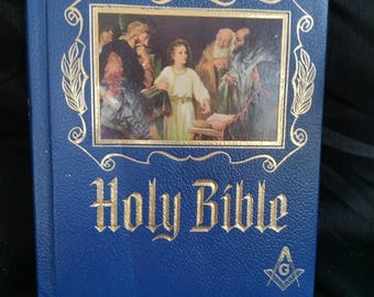 聖書　フリーメーソン 古書 Vintage 1932 Masonic Bible: King James Version, Black Leather