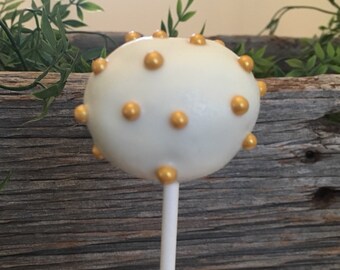 Gold Pearl Cake Pops - Baby Shower Cake Pops - New Years Cake Pops - 1st Birthday Cake Pops - Gold Party Favors - Wedding Favors - 18 Pops