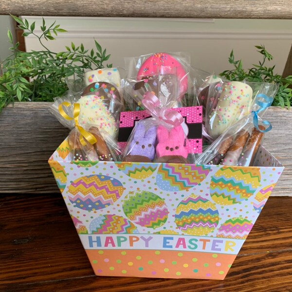 Large Happy Easter Basket Filled With Gourmet Desserts - Easter Candy - Easter Gifts - Easter Treats