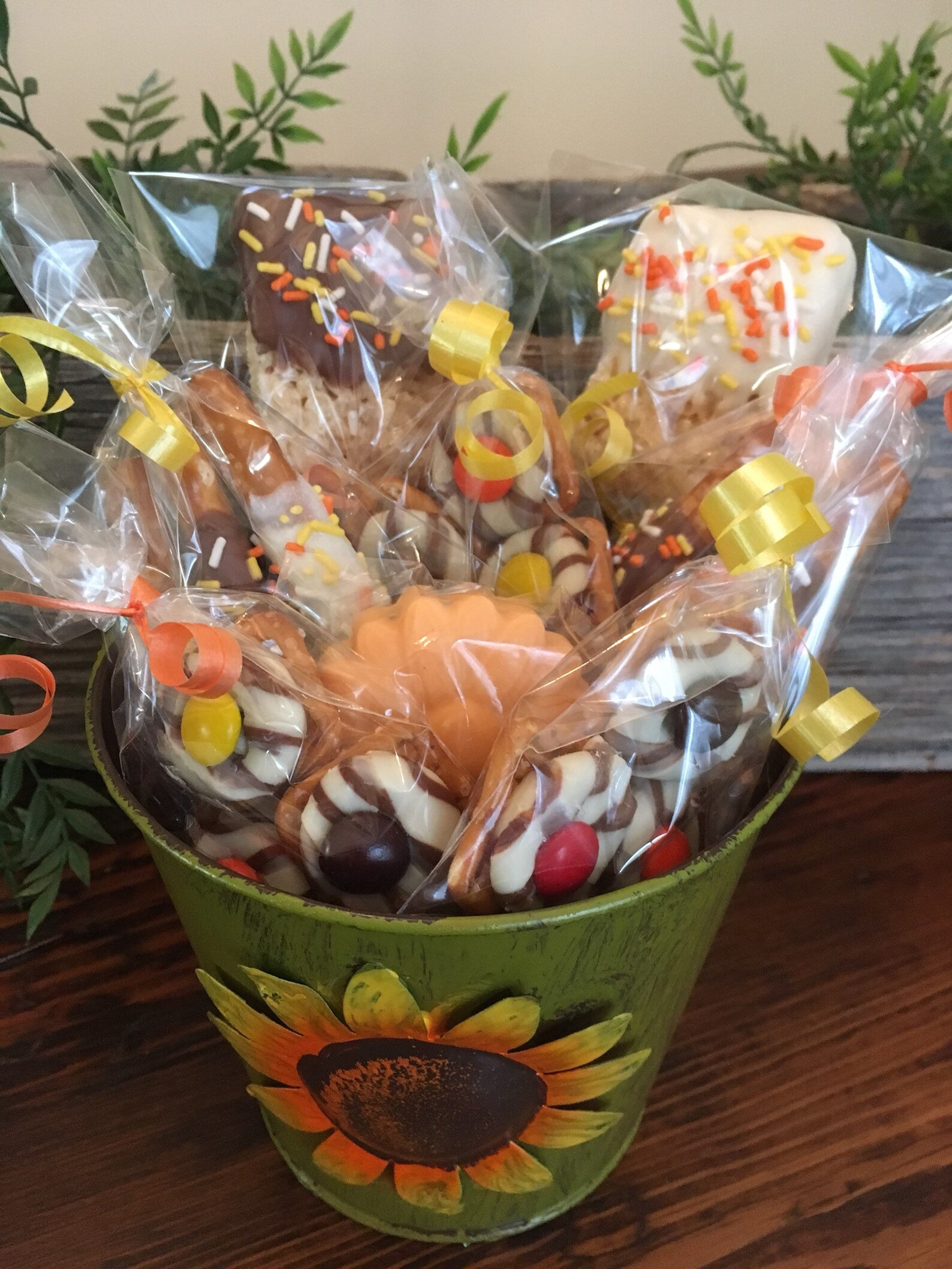 Chocolate Sunflower Flower Pot Gift Basket Sunflower Gift