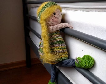 Cute, crocheted doll.