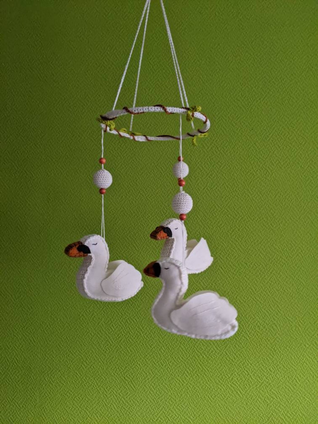 Nice Mobile for the Nursery, 3 Nice Handmade Felt Swans. - Etsy