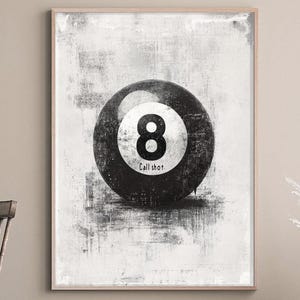 Billiard Wall Art Retro 8 Ball Pool Ball Print Game Room Poster Man Cave Decor Pool Table Artwork for Home Bar