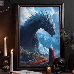 Throne of Glass Epic Fantasy Wall Art Digital Print - Abraxos & The Mighty Bond, Adventure World Battles, Kingdom of Ash Decor