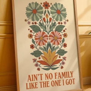 Retro Floral Poster Family Love Wall Art Boho Decor Gift Warm Vintage Quote Print Matte Vertical Poster