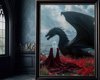 Abraxos and The Mighty Bond Digital Print Kingdom of Ash Battle Scene Fantasy Adventure Home Decor Throne of Glass