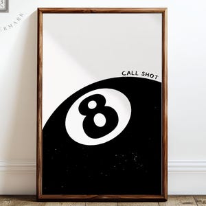 Billiard Wall Art Retro 8 Ball Pool Ball Print Game Room Poster Man Cave Decor Pool Table Artwork for Home Bar