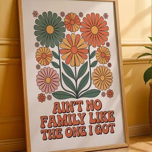 Retro Floral Poster Family Love Wall Art Boho Decor Gift Warm Vintage Quote Print Matte Vertical Poster