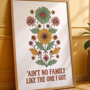 Retro Floral Poster Family Love Wall Art Boho Decor Gift Warm Vintage Quote Print Matte Vertical Poster
