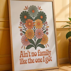 Retro Floral Poster Family Love Wall Art Boho Decor Gift Warm Vintage Quote Print Matte Vertical Poster