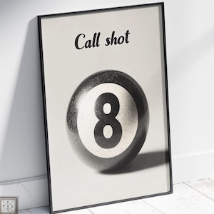 Billiard Wall Art Retro 8 Ball Pool Ball Print Game Room Poster Man Cave Decor Pool Table Artwork for Home Bar