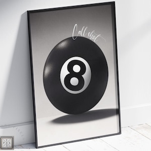 Billiard Wall Art Retro 8 Ball Pool Ball Print Game Room Poster Man Cave Decor Pool Table Artwork for Home Bar