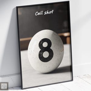Billiard Wall Art Retro 8 Ball Pool Ball Print Game Room Poster Man Cave Decor Pool Table Artwork for Home Bar